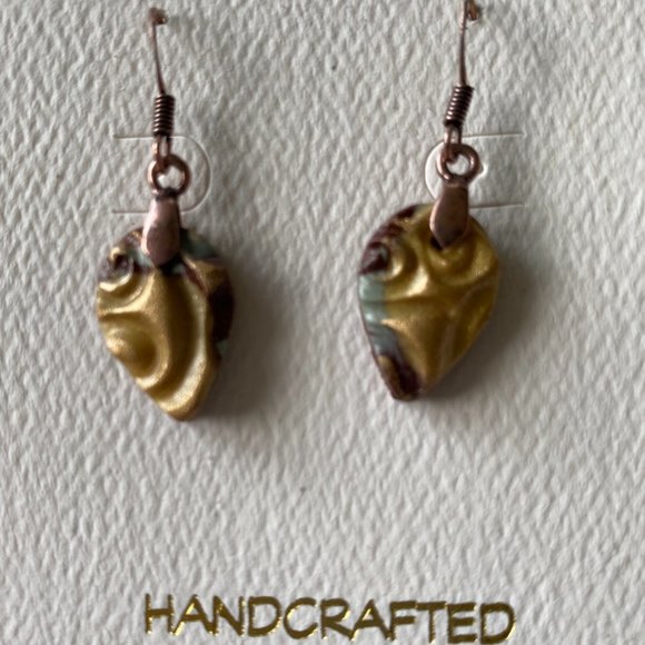 Handcrafted Gold Carved Earrings - Picture 1 of 6